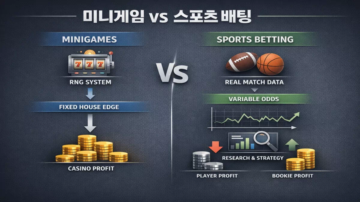 미니게임 vs 스포츠 배팅, 어느 쪽이 더 유리할까? - 실전 배팅 가이드 및 분석 자료 0 미니게임 vs 스포츠 배팅, 어느 쪽이 더 유리할까? - 실전 배팅 가이드 및 분석 자료 0