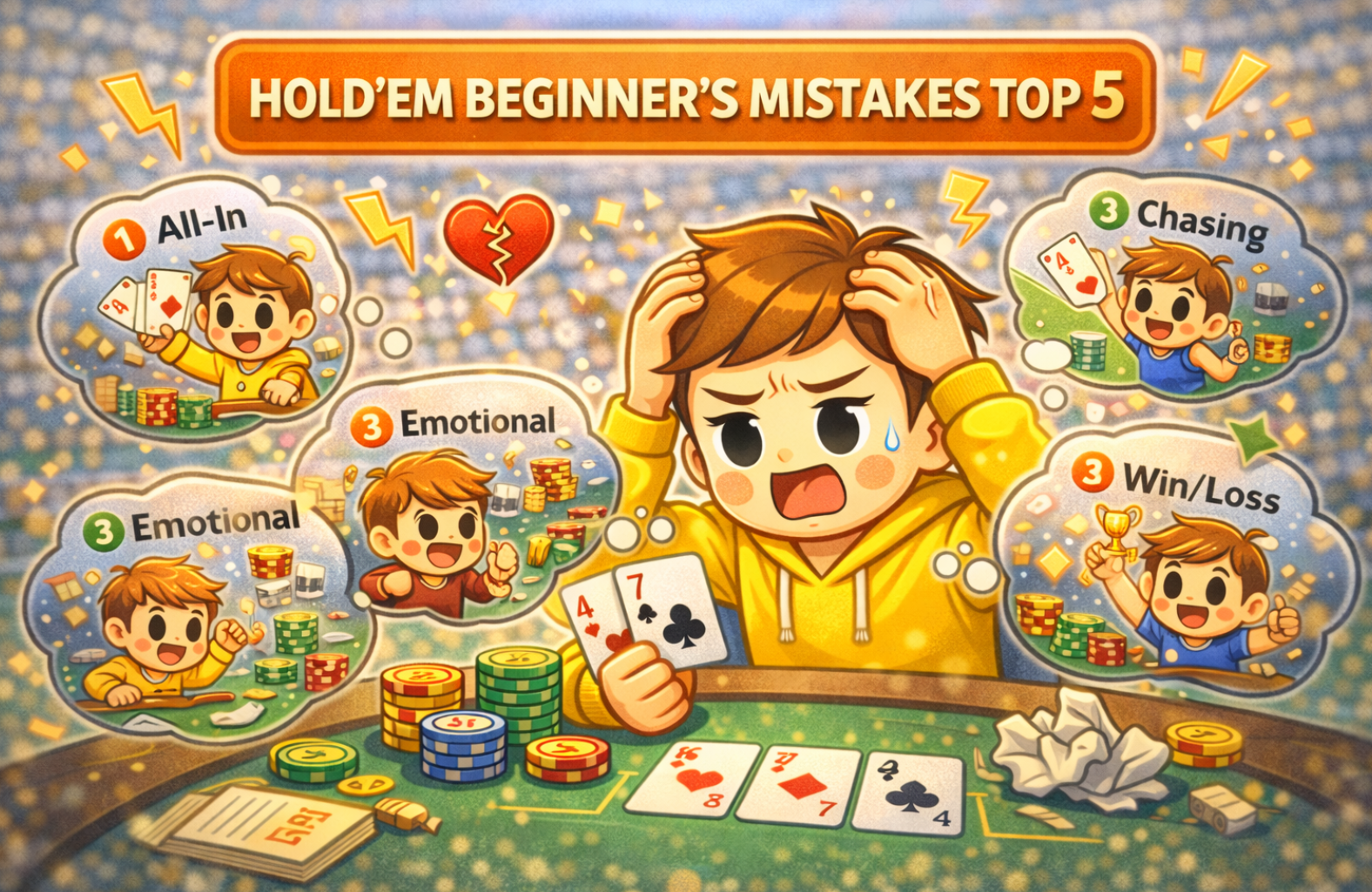 홀덤 초보가 가장 많이 하는 실수 TOP5 정리 - 실전 배팅 가이드 및 분석 자료 0